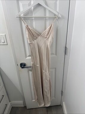 Satin Slip Chemise in Cream with Spaghetti Straps